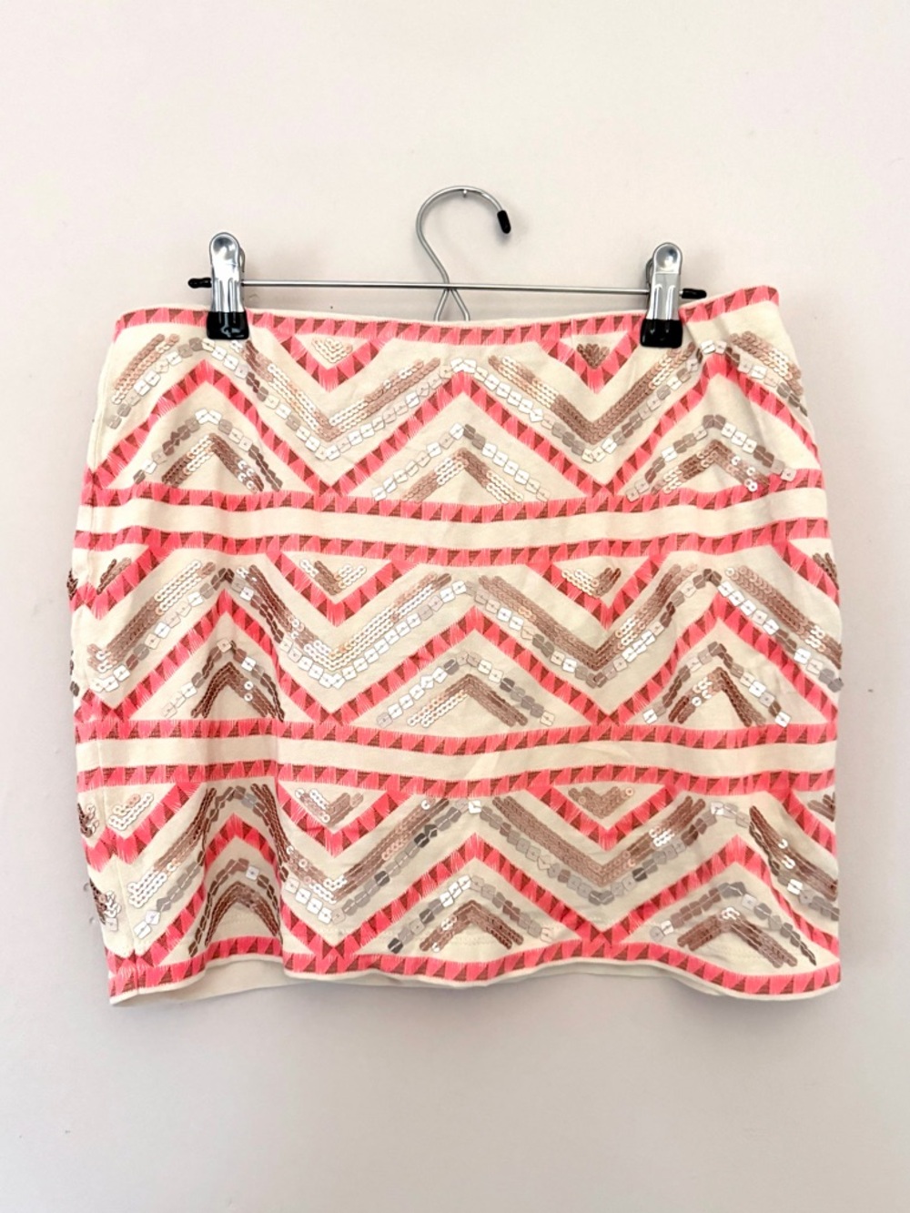 Express Pink Sequin Chevron size Small Mini Skirt Fun Statement Piece